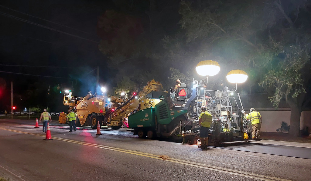 road construction at night