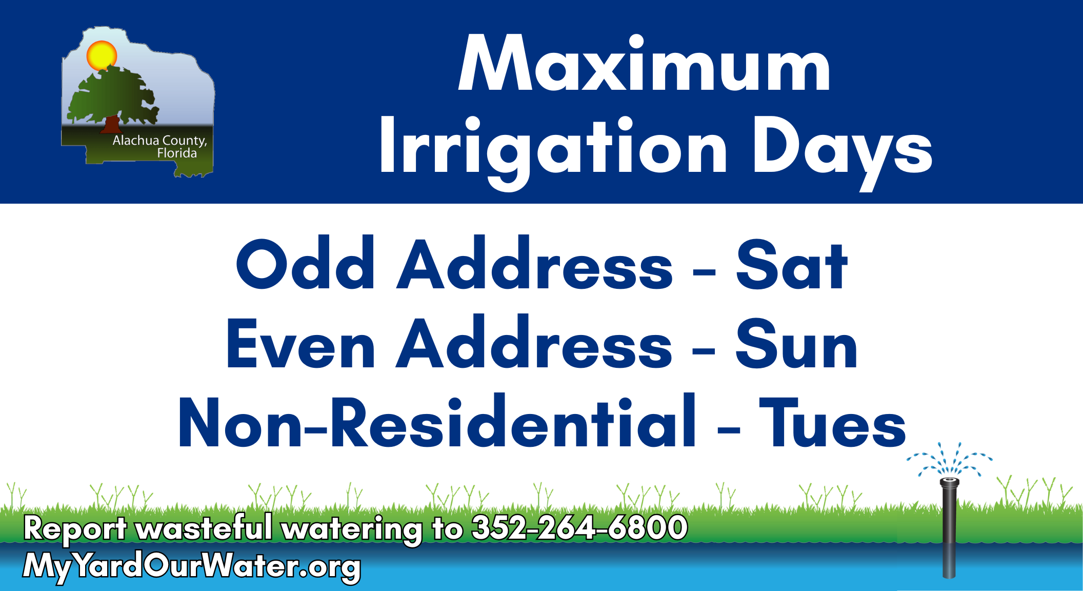 Residential Irrigation Schedule - click to access PDF