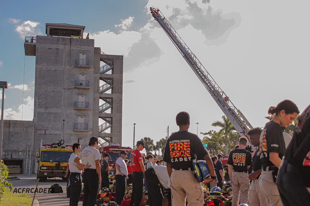 Image of cadets in the Cadet Fest experiencing different parts of fire service