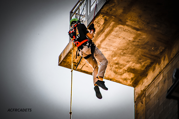 Image of a cadet rappelling