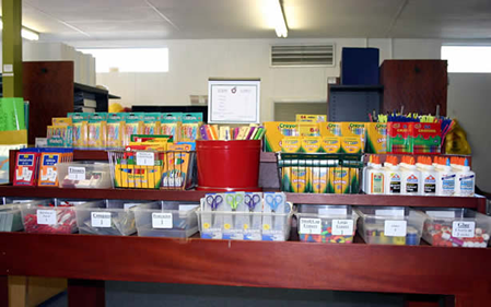 Display of school supplies at Tools for Schools